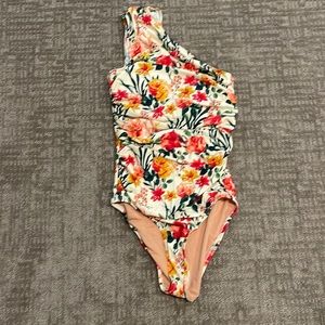 JCrew ruched one shoulder one piece bathing suit